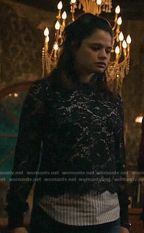 Mel's striped lace overlay top on Charmed