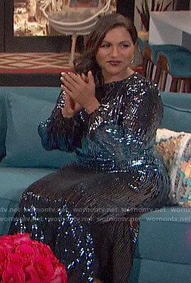 Mindy Kaling's sequin dress on Busy Tonight