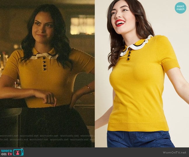 WornOnTV: Veronica’s yellow ruffled collar top on Riverdale | Camila ...