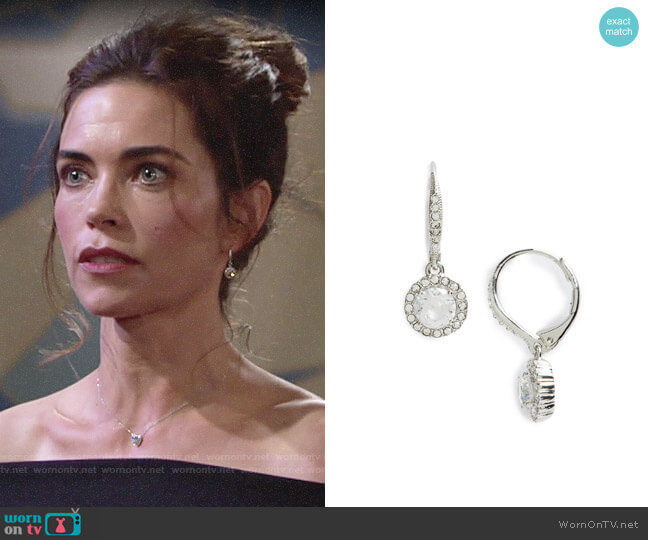 Nadri Cubic Zirconia Drop Earrings worn by Victoria Newman (Amelia Heinle) on The Young and the Restless