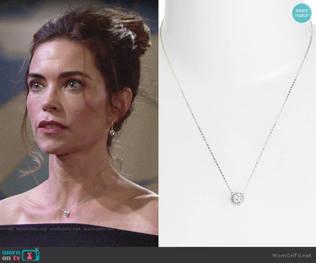 Nadri Halo Pendant Necklace worn by Victoria Newman (Amelia Heinle) on The Young and the Restless