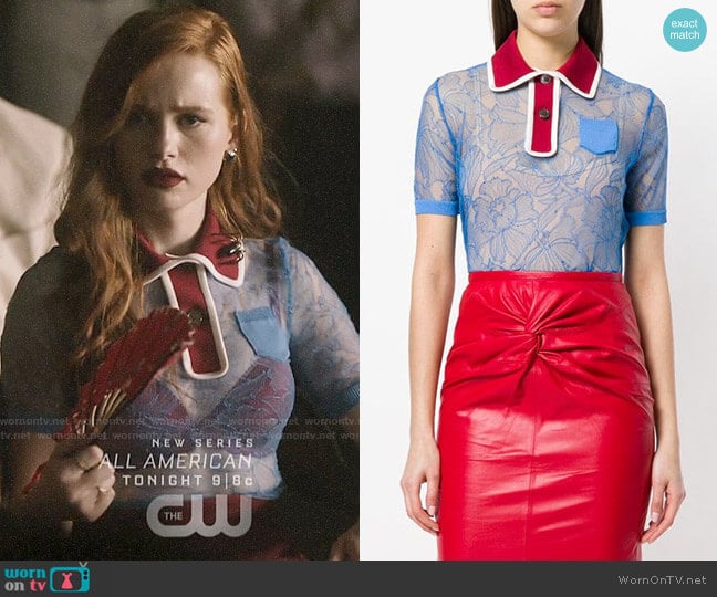 Nº21 Floral Lace Polo Shirt  worn by Cheryl Blossom (Madelaine Petsch) on Riverdale