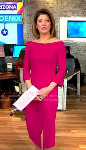 Norah’s pink slit dress on CBS This Morning