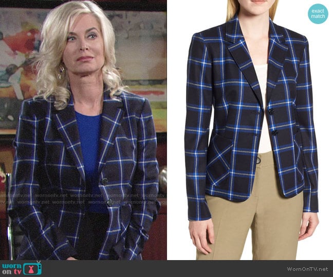 Nordstrom Signature Plaid Blazer worn by Ashley Abbott (Eileen Davidson) on The Young and the Restless