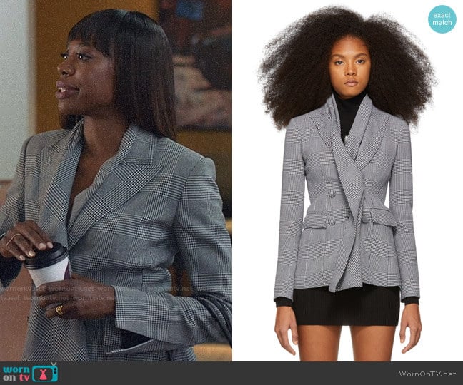 Off White Black & White Galles Double-Breasted Blazer worn by Molly Carter (Yvonne Orji) on Insecure