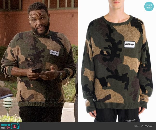 Off White Camouflage Sweater worn by Andre Johnson (Anthony Anderson) on Black-ish