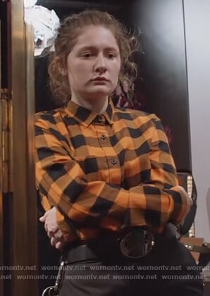 Debbie’s orange check shirt on Shameless