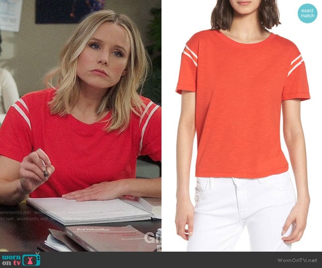 Pam & Gela Football Tee worn by Eleanor Shellstrop (Kristen Bell) on The Good Place