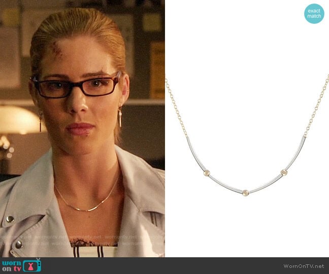 Peggy Li Square Tube Mixed Necklace worn by Felicity Smoak (Emily Bett Rickards) on Arrow