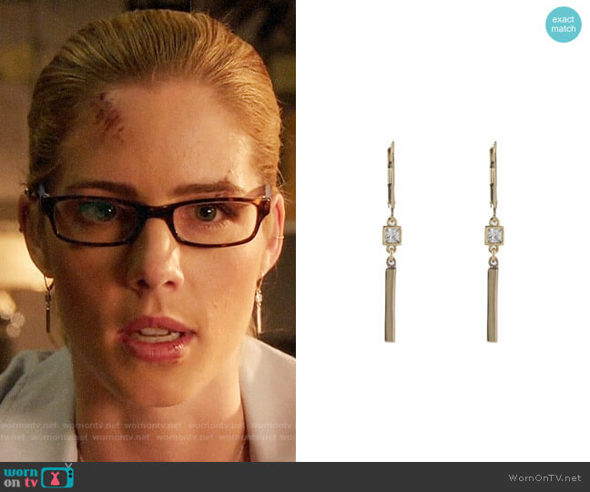 Peggy Li CZ Bar Earrings worn by Felicity Smoak (Emily Bett Rickards) on Arrow