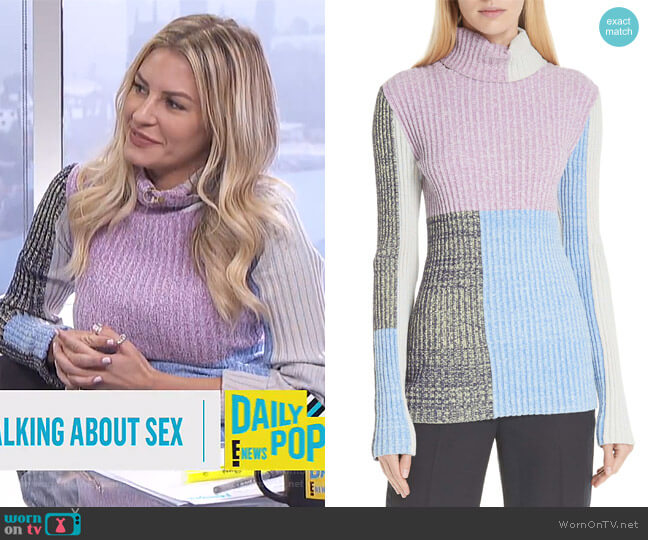 WornOnTV: Morgan’s ribbed colorblock sweater on E! News Daily Pop ...