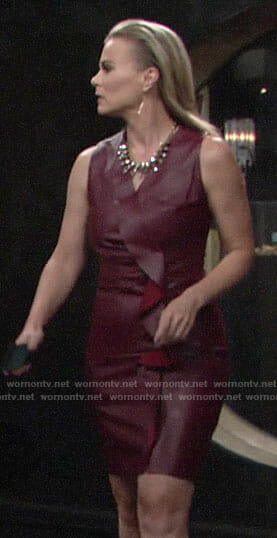 Phyllis's burgundy ruffled leather dress on The Young and the Restless