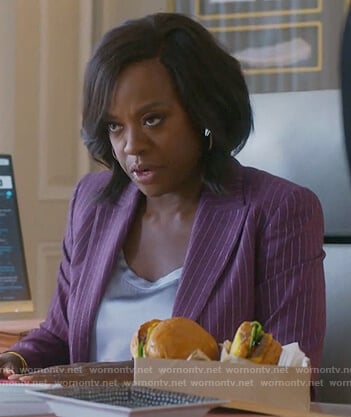 Annalise’s purple pinstripe blazer on How to Get Away with Murder