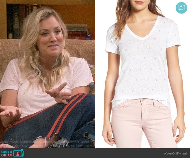 Rails Cara Pineapple Tee worn by Penny Hofstadter (Kaley Cuoco) on The Big Bang Theory