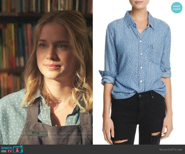 Rails  Ingrid Heart Print Chambray Shirt worn by Guinevere Beck (Elizabeth Lail) on You