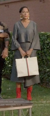 Bo's grey v-neck top and skirt on Black-ish