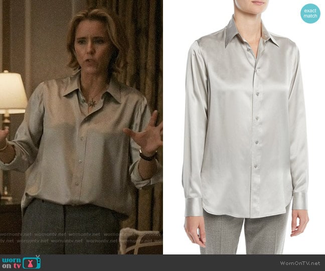 Ralph Lauren Collection Bacall Blouse worn by Elizabeth McCord (Téa Leoni) on Madam Secretary