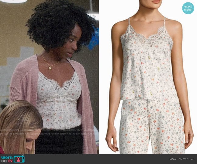 Rebecca Taylor Floral Vine Lace Cami worn by Simone Garnett (Kirby Howell-Baptiste) on The Good Place