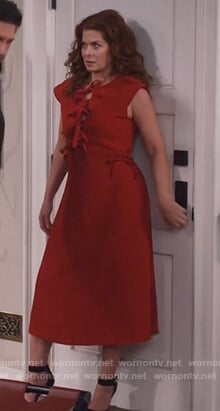 Grace's red bow embellished dress on Will and Grace