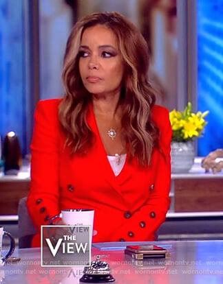 Sunny’s red button cuff blazer on The View