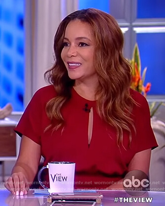 Sunny’s red gathered waist dress on The View