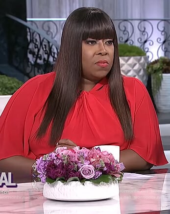 Loni’s red twist neck dress on The Real