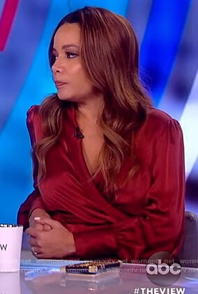 Sunny's red satin wrap dress on The View