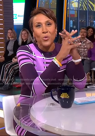 Robin’s pink and purple knit dress on Good Morning America