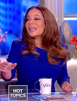 Sunny's blue stitch sheath dress on The View