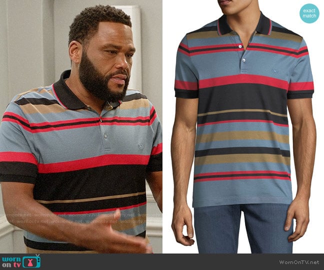 Salvatore Ferragamo Cotton Striped Polo Shirt worn by Andre Johnson (Anthony Anderson) on Black-ish