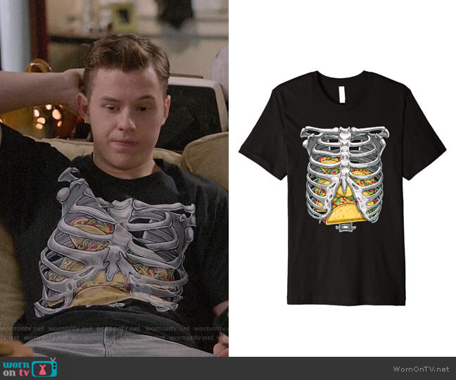 Skeleton Rib Cage T Shirt worn by Luke Dunphy (Nolan Gould) on Modern Family