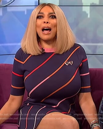 Wendy’s navy striped mini dress on The Wendy Williams Show