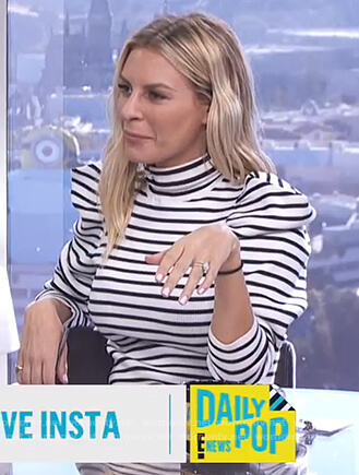 Morgan’s striped puff-shoulder sweater on E! News Daily Pop
