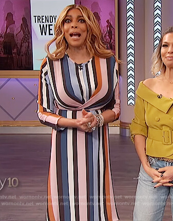 Wendy's striped long sleeve wrap dress on The Wendy Williams Show
