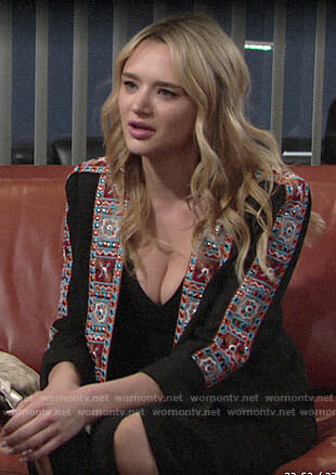 Summer’s black jumpsuit and embellished jacket on The Young and the Restless