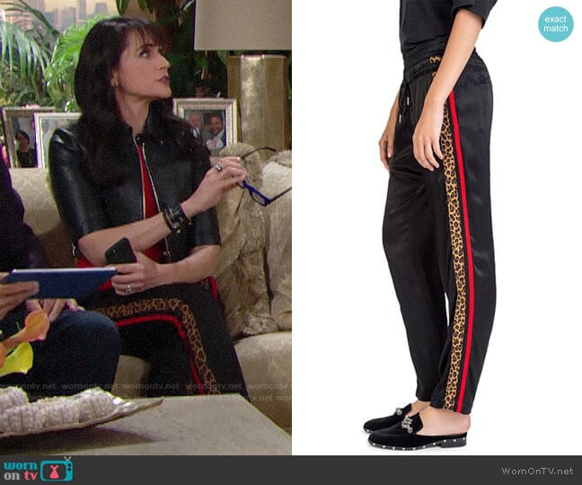 The Kooples Side-Stripe Drawstring Pants worn by Quinn Fuller (Rena Sofer) on The Bold and the Beautiful