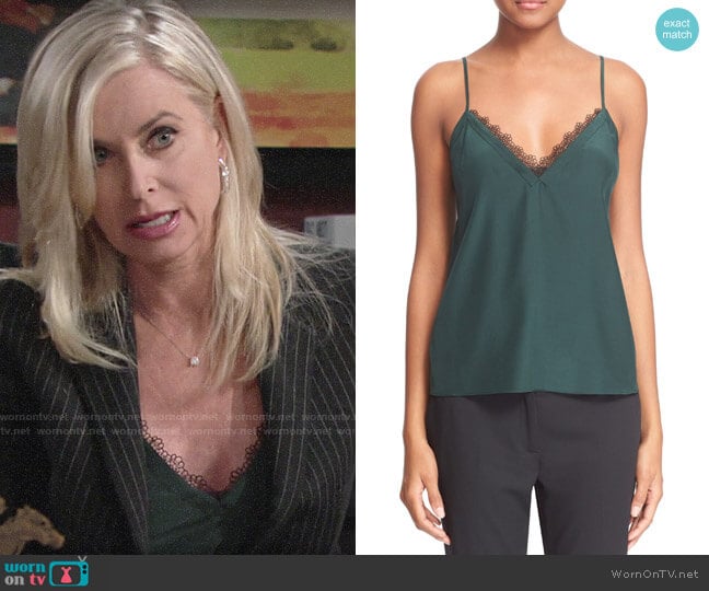 The Kooples Lace Trim Crêpe de Chine Camisole worn by Ashley Abbott (Eileen Davidson) on The Young and the Restless