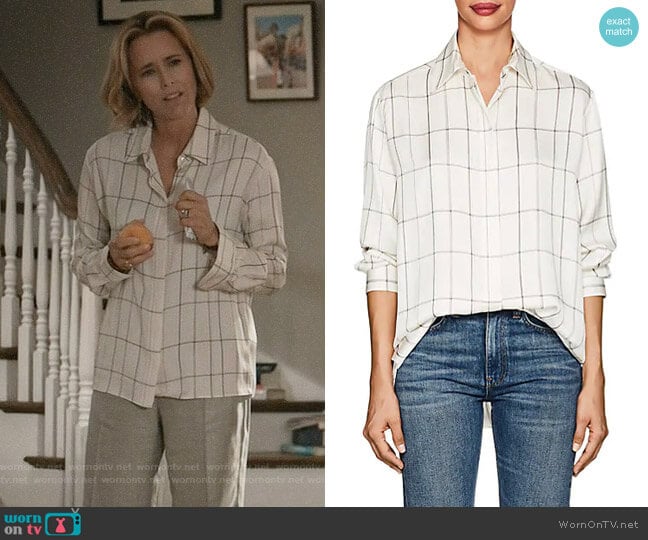 The Row Sisea Windowpane Blouse worn by Elizabeth McCord (Téa Leoni) on Madam Secretary