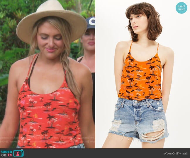 Island Print Camisole Top by Topshop worn by Gina Kirschenheiter on The Real Housewives of Orange County