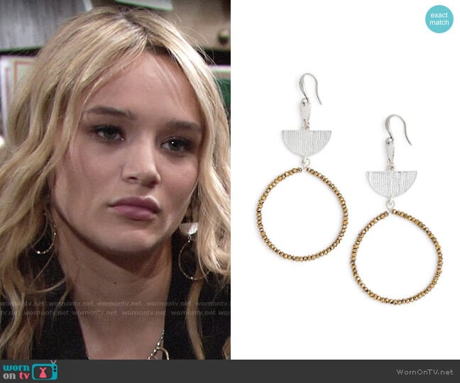 Treasure & Bond Etched Plate Beaded Earrings worn by Summer Newman (Hunter King) on The Young and the Restless