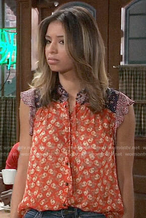 Valerie's mixed floral print top on General Hospital