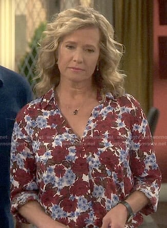 Vanessa’s red and blue floral shirt on Last Man Standing