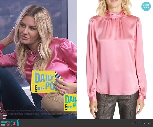 Chilton Bow Back Silk Blouse by Veronica Beard worn by Morgan Stewart on E! News