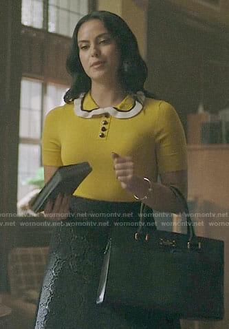 Veronica’s yellow ruffled collar top on Riverdale