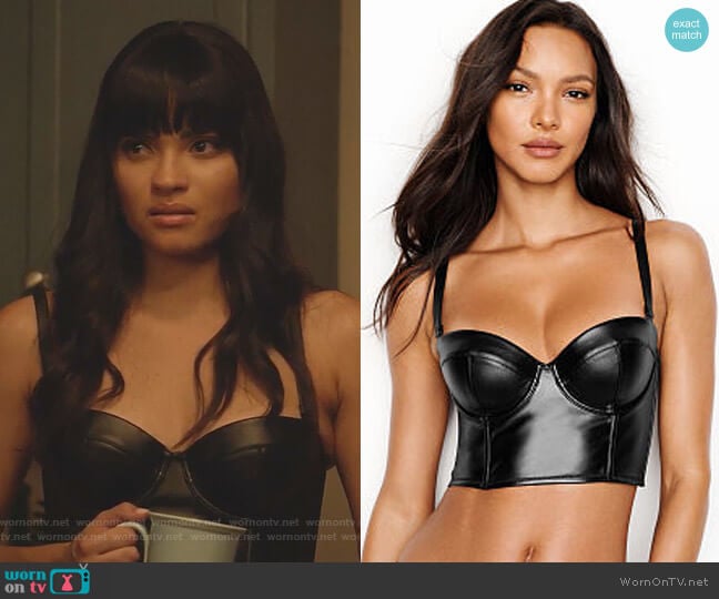 Faux-leather Bustier by Victoria's Secret worn by Simone Davis (Brittany O'Grady) on Star