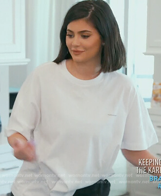 Kylie's white balenciaga logo tee on Keeping Up With the Kardashians