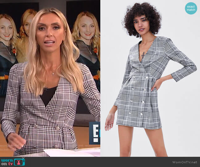 Double Breasted Plaid Dress by Zara worn by Giuliana Rancic on E! News