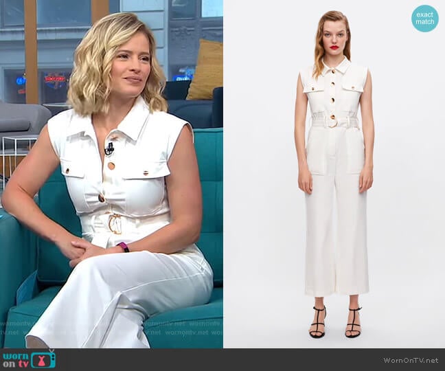 Jumpsuit with Belt by Zara worn by Sara Haines on Good Morning America