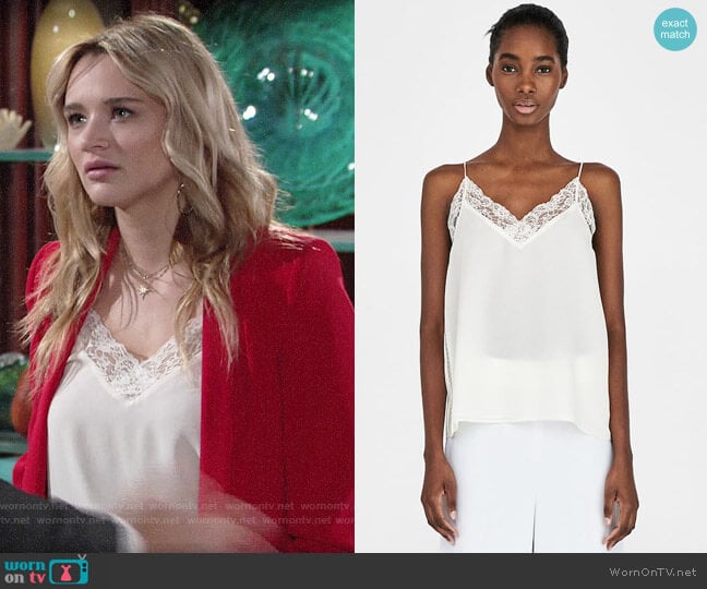 Zara Lingerie Style Top worn by Summer Newman (Hunter King) on The Young & the Restless
