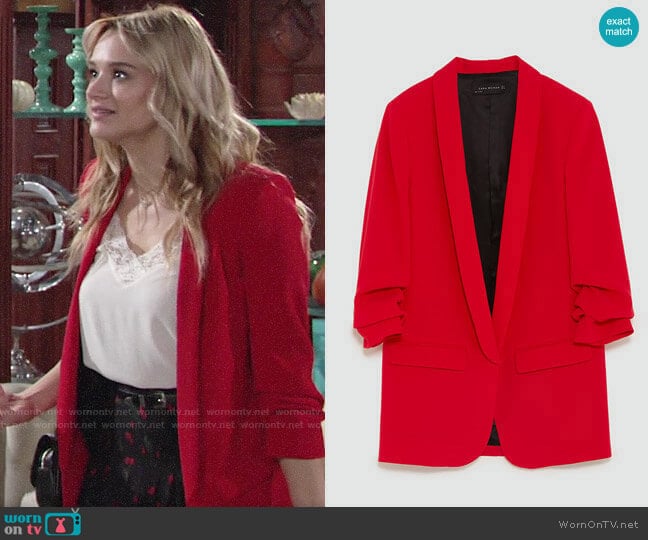 Zara Crepe Blazer worn by Summer Newman (Hunter King) on The Young & the Restless
